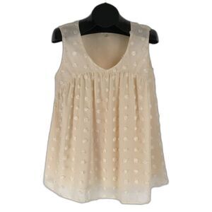 Lime N Chili Sleeveless Chiffon Blouse Women’s Small Swiss Dot Layered Lined